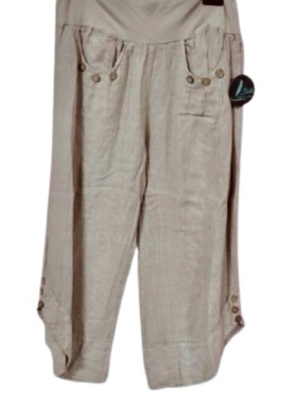 NWT XL Linen Cotton Pants PURO LINO Khaki Tan Wood Extra Large Designer Ankle - Picture 2 of 12